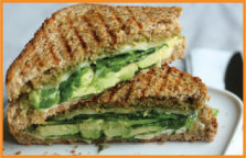 Avocado spinach and pesto grilled cheese sandwich